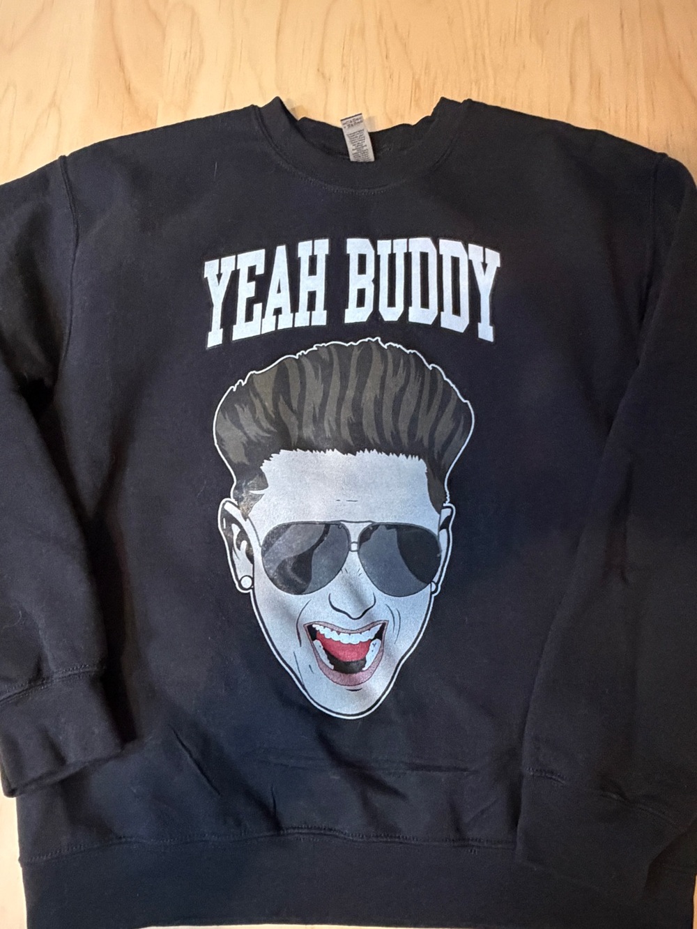 Jersey Shore DJ Pauly D Yeah Buddy Black Graphic Crewneck Sweater